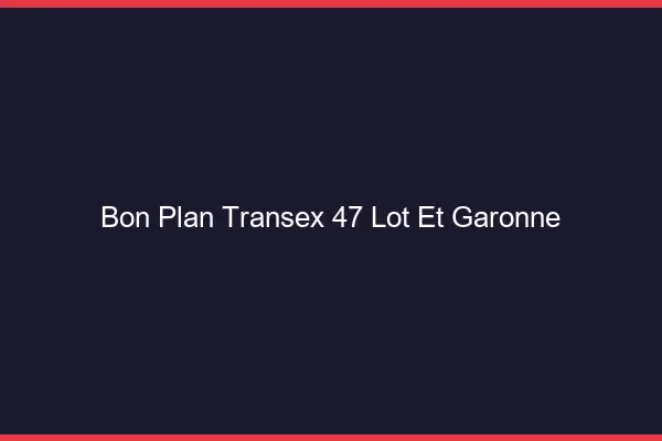 Bon Plan Transex 47 Lot Et Garonne