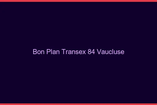Bon Plan Transex 84 Vaucluse