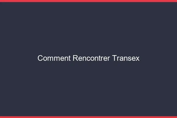 Comment rencontrer transex