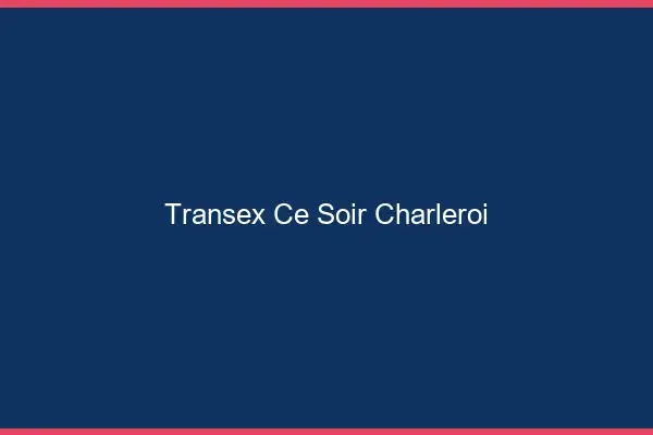 Transex Ce Soir Charleroi