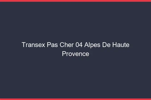 Transex Pas Cher 04 Alpes De Haute Provence